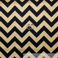 BonEful Fabric FQ Cotton Quilt Black White B&W Gold Chevron Stripe Block Square