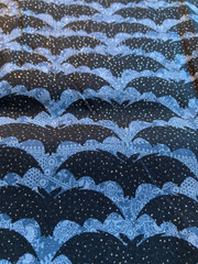 Halloween Bat Fabric Remnant Lot 3 Pc Glitter Neon Green Purple Cotton Gothic