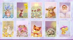 Spring Sweeties Quilt Fabric Panel ~ 24″ ~ cow, chick, hedgehog, baby animals