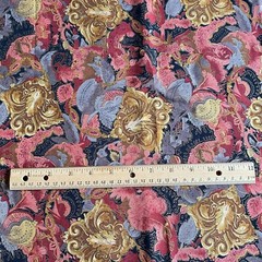 Vintage Floral Flourish Fabric Black Quilting Cotton 18×44