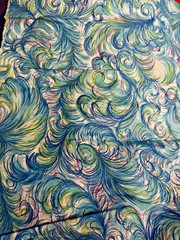 Novelty Blue & Pink Ostrich Feather Swirls Remnant 20″ x 19½”