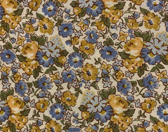 OOP Feedsack VC 1930 Floral Fabric By Windham Blue Golden Yellow Green White BTY