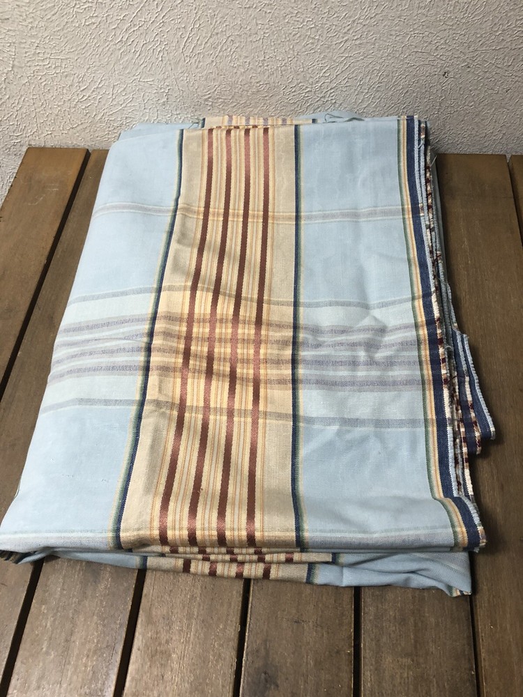 Upholstery Polyester Fabric Blue Tan 56 x 4 Yds Home Decor Craft Stiff New