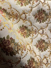 BEIGE GOLD Multicolor Floral Upholstery Drapery Brocade Fabric (54 in.) Sold BTY