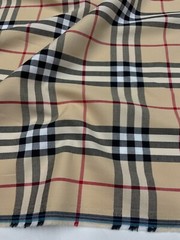PLAID FABRIC 100% COTTON BEIGE TARTAN Red White Black ClassicCheck 2.0 meter