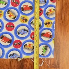 Vintage 90s Race Car Flannel Fabric Indy F1 Racing Flag Cotton 43” X 103” Approx