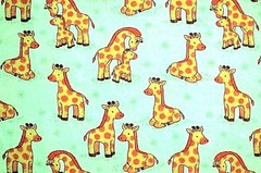 BTY* MOM GIRAFFE WITH NEW BABY ON LT GREEN 100% COTTON FLANNEL FABRIC 42×36″