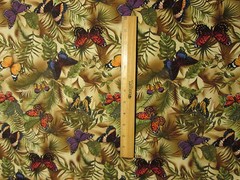 Butterfly Natural Butterflies Ferns Cotton Fabric FQ
