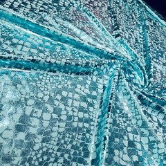Animal Print Metallic Blue Snake Fabric Stretch Spandex by Yard for Swimwear