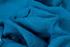 Luxury Reversible Double Face Linen Cotton Shirt Fabric Green Blue 210g 2.4m