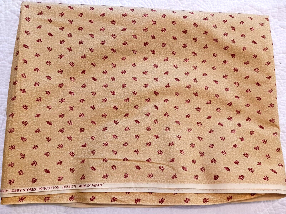 Gold & Deep Red Floral Print Quality Cotton Fabric Made in Japan Hobby Lobby 2 C
