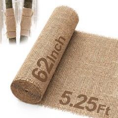 Natural Burlap Fabric, 62 Inch X 5 FT, NO-FRAY Burlap Roll-Long Fabric with F…