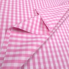 1/4″ PINK GINGHAM PRINT POLY COTTON FABRIC PINK WHITE CHECK 58″ BY THE YARD