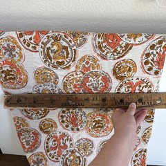 1960’s 1950’s Vintage Coin Old Money Fabric Orange Brown 3 Yards 36inches Wide