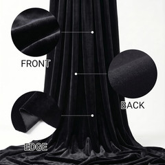 Stretch Velvet Fabric by the Yard Black 60 Inch Wide 3 Yards | 90% Polyester 10%