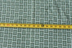 32″ Long x 35″ Wide, Vintage 1940’s-60’s, Green Blocks on Gray Flannel, N6185