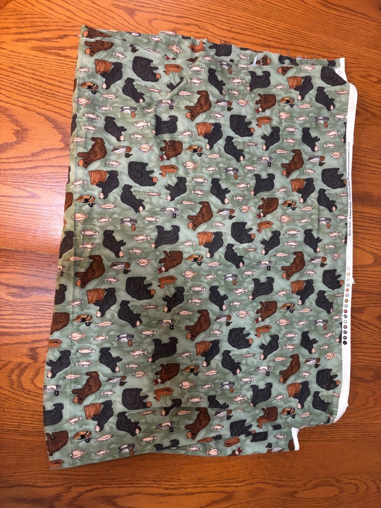 3 Yards Teresa Kogut Bear Lake South Sea Imports SSI Black Bear Fish Duck Cotton