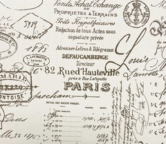 LACEFIELD DESIGNS DOCUMENT SEPIA BROWN PARIS POSTAGE SCRIPT FABRIC BY YARD 55″W