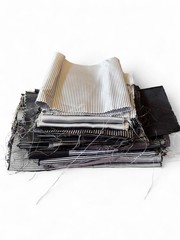 20 Pc Bundle Lot Black Silver White Grey 100% Italian Silk Fabric Remnants