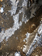 Reversible 3mm Gold & Silver Sequins Fabric | (2 Way Stretch/Per Yard)