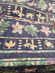 Vintage Unique Heavy Cotton 60 Wide Hawaiian Print Clothes Quilting
