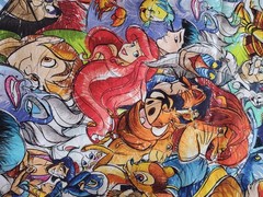 DISNEY Characters Custom Print Spandex Stretch Cotton Fabric 110 x 54 In New