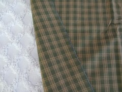 5104. OLIVE & TAN PLAID HOMESPUN Craft, Quilting COTTON FABRIC–45″ x 2.5 yds.