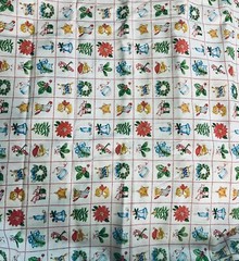 VTG Spring Mills Christmas Baby Animals in Red Blocks Cheater Quilt BTHY