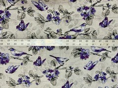 VINTAGE Purple Birds, Butterflies and Flowers, “Poetic Flight” – 1 YD x 44”