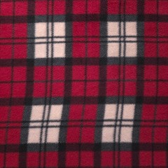 Red Plaid Fleece Fabric 58″ Wide Black Cream Windowpane Fleece Yard