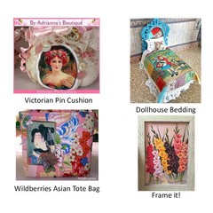 Frida Kahlo Butterfly Sepia Collage Fabric Quilt Block Free Shipping World Wide