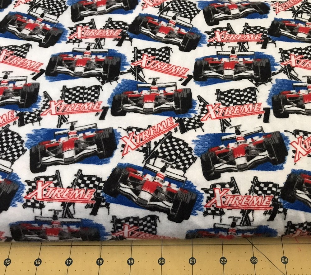 Xtreme Racing Flannel fabric sold by the yard #2642