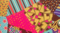 Fabric Benartex “Celebration 3” Crazy Patchwork Design Aqua, Moss Green $4.25
