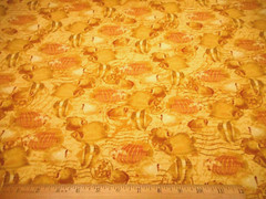 Tropical Fabric 1 1/4 Yard SALE Fish Under The Sea Gold Premium Cotton #PC