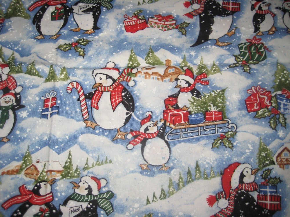 Christmas Penguin Brother Sister Design Studio 1 yard Holiday Snow 36″ x44″ wide