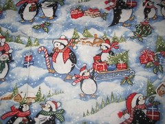 Christmas Penguin Brother Sister Design Studio 1 yard Holiday Snow 36″ x44″ wide