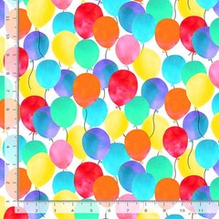 Celebration Fabric | Rainbow Colorful Party Balloon | Timeless Treasures YARD
