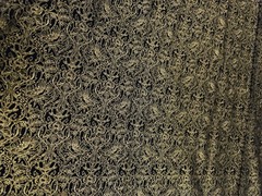 42 x 73 Black and Metallic Gold Floral Damask Fabric Buttercream for JOANN