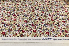 Designed in Hudson Bay for Jo-Ann Fabrics Maroon and Blue Floral on Ivory 34″