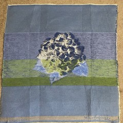 Square by Design Hydrangeas Flower Embroidered Woven Fabric Panel Craft New USA
