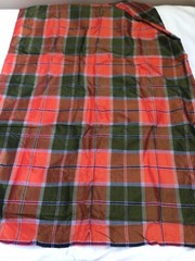 Vintage Thai Silk Plaid Fabric Orange, Green, Navy Lrg Scale 1.9 yrd x 43″ wide