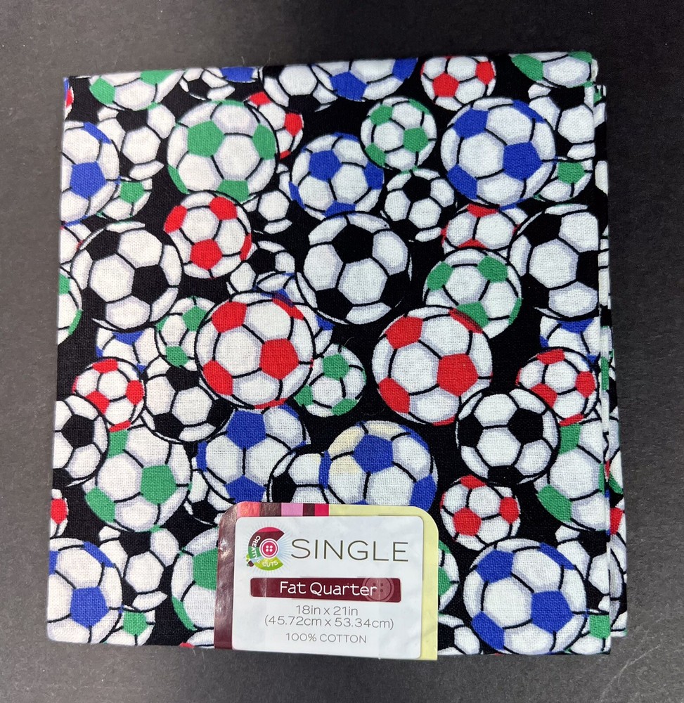 Single Brand 100% Cotton Fat Quarter Soccer Onyx Pattern