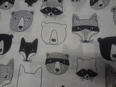 Gorgeous BLACK & WHITE ANIMAL HEAD Pattern Fabric (50cm x 50cm)