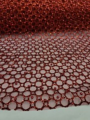 Fabric Sold By The Yard Burgundy Beaded Lace Glitter Sparkle Pearls On Mesh Prom
