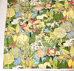 House N Home MCM 1950s Colorful Jungle Animal Print Fabric Curtain 88” X 56”