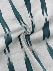 Luxurious Silver Silk Moire Fabric By 2 Meters, Ikat Pattern Green Kutnu.