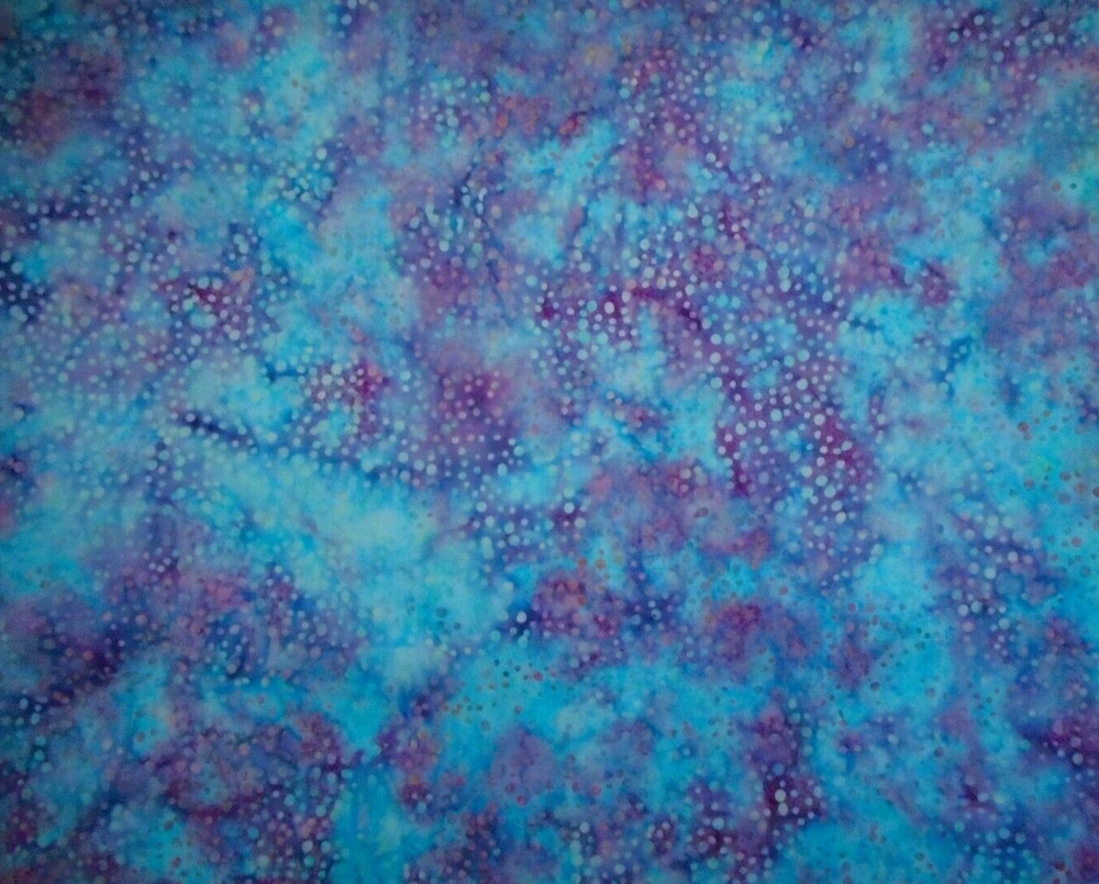 Batik Fabric By The Half-Yard Turquoise Blue Purple Hoffman Premium Cotton 45