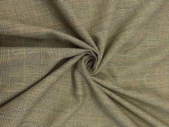 78″ X 60″ TAN BLK MULTI YEAR ROUND SILK WOOL BLEND GLEN PLAID SUIT WEIGHT FABRIC