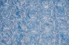 BABY BLUE SATIN ROSETTE 3D FLORAL EMBROIDER BACKDROP WEDDING EMBROIDER BY YARD