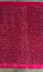 Stephanie FUCHSIA Overlap Sequins on FUCHSIA Stretch Velvet Fabric by the Yard